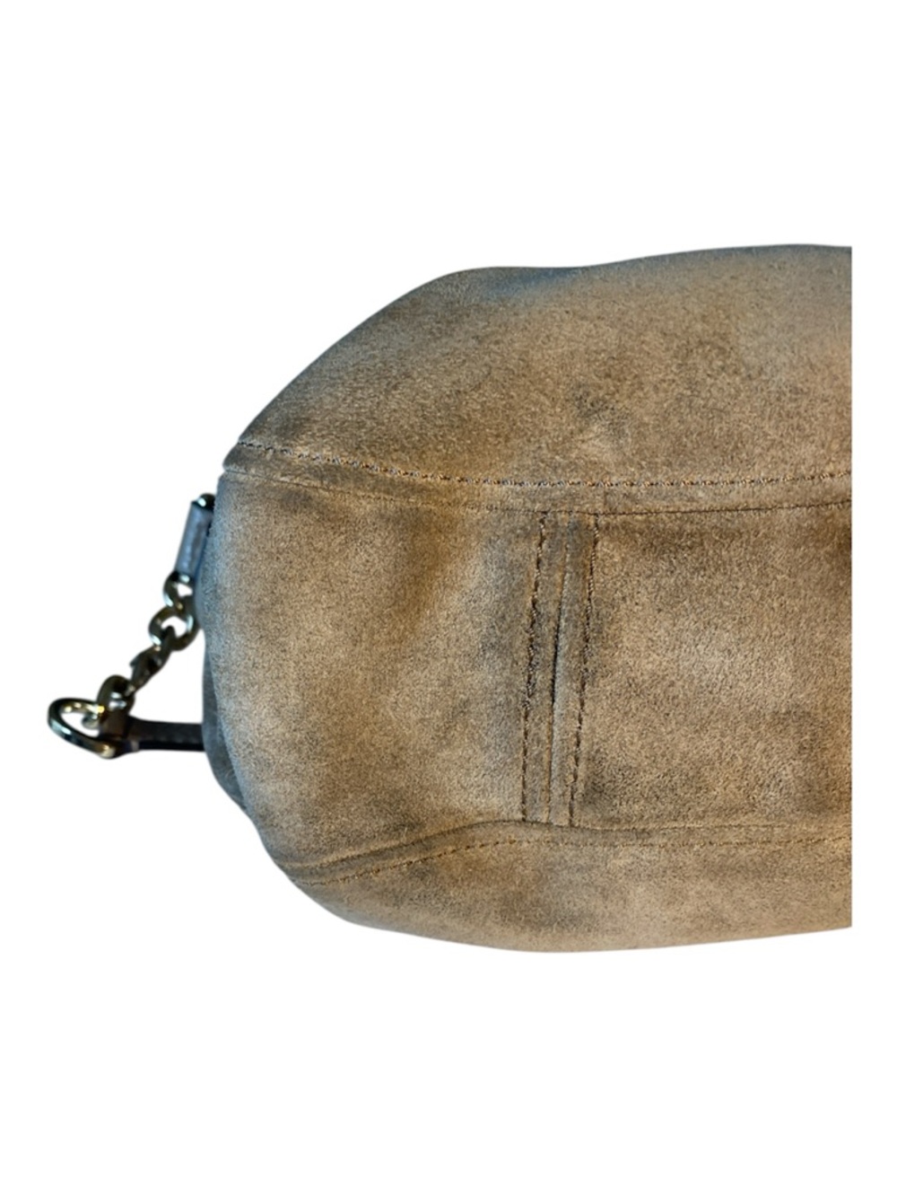 Michael Kors Taupe Leather & Suede Hobo with Gold Chain Accent - Picture 4 of 7